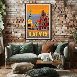 Vintage Latvian Charm Captured in Stunning Travel Poster PosterGoat
