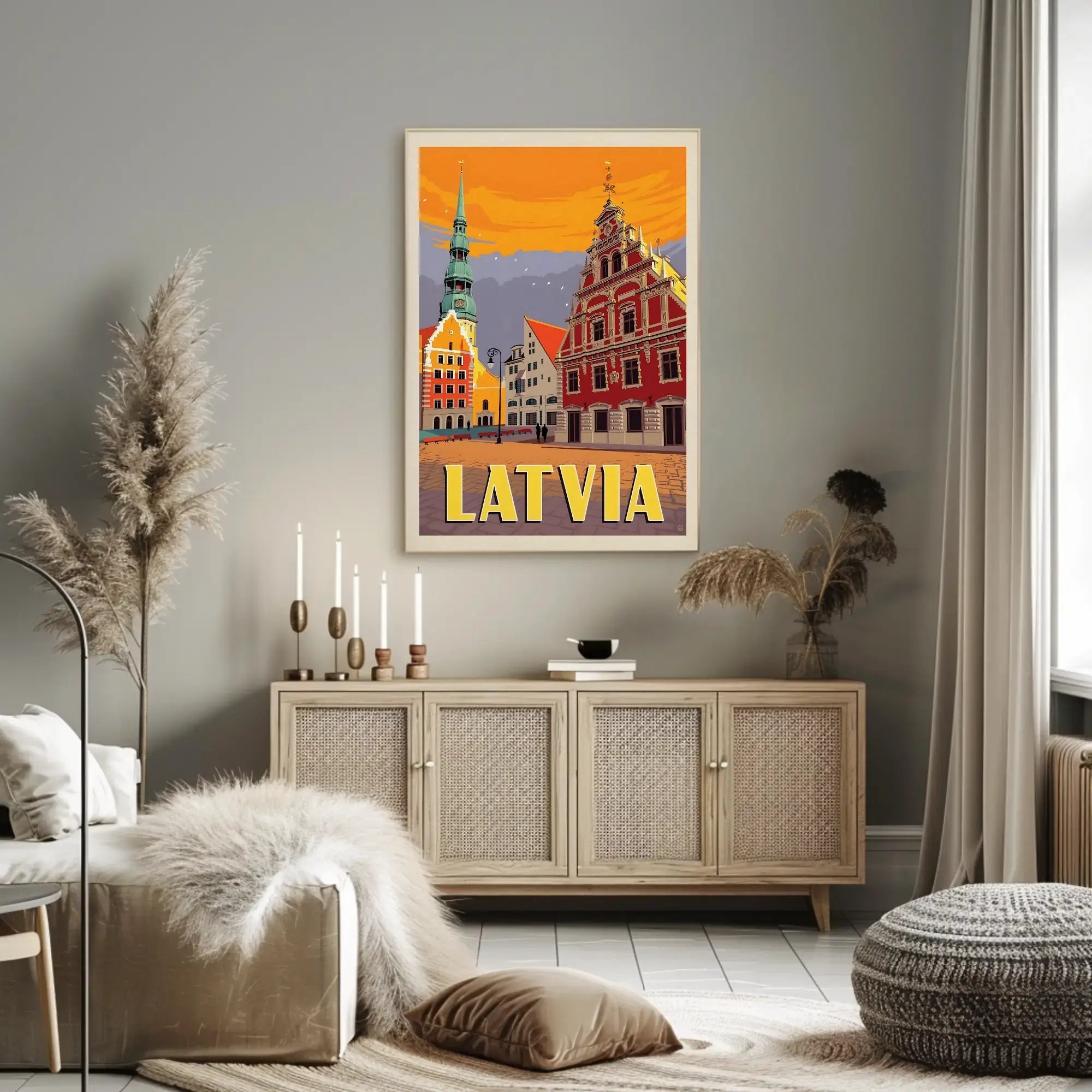 Vintage Latvian Charm Captured in Stunning Travel Poster PosterGoat