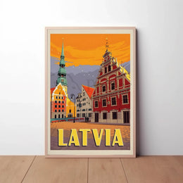 Vintage Latvian Charm Captured in Stunning Travel Poster PosterGoat