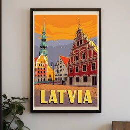 Vintage Latvian Charm Captured in Stunning Travel Poster PosterGoat