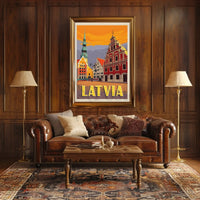Vintage Latvian Charm Captured in Stunning Travel Poster PosterGoat