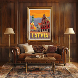 Vintage Latvian Charm Captured in Stunning Travel Poster PosterGoat