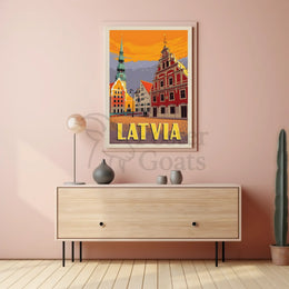 Vintage Latvian Charm Captured in Stunning Travel Poster PosterGoat