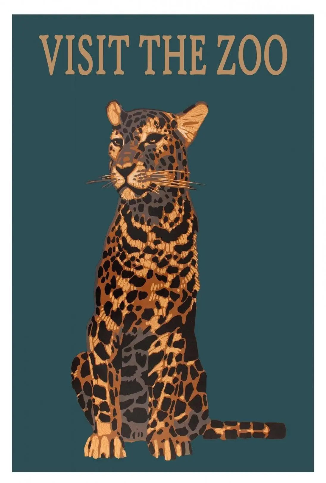 Vintage Leopard Zoo Visit Print Animal Poster PosterGoat