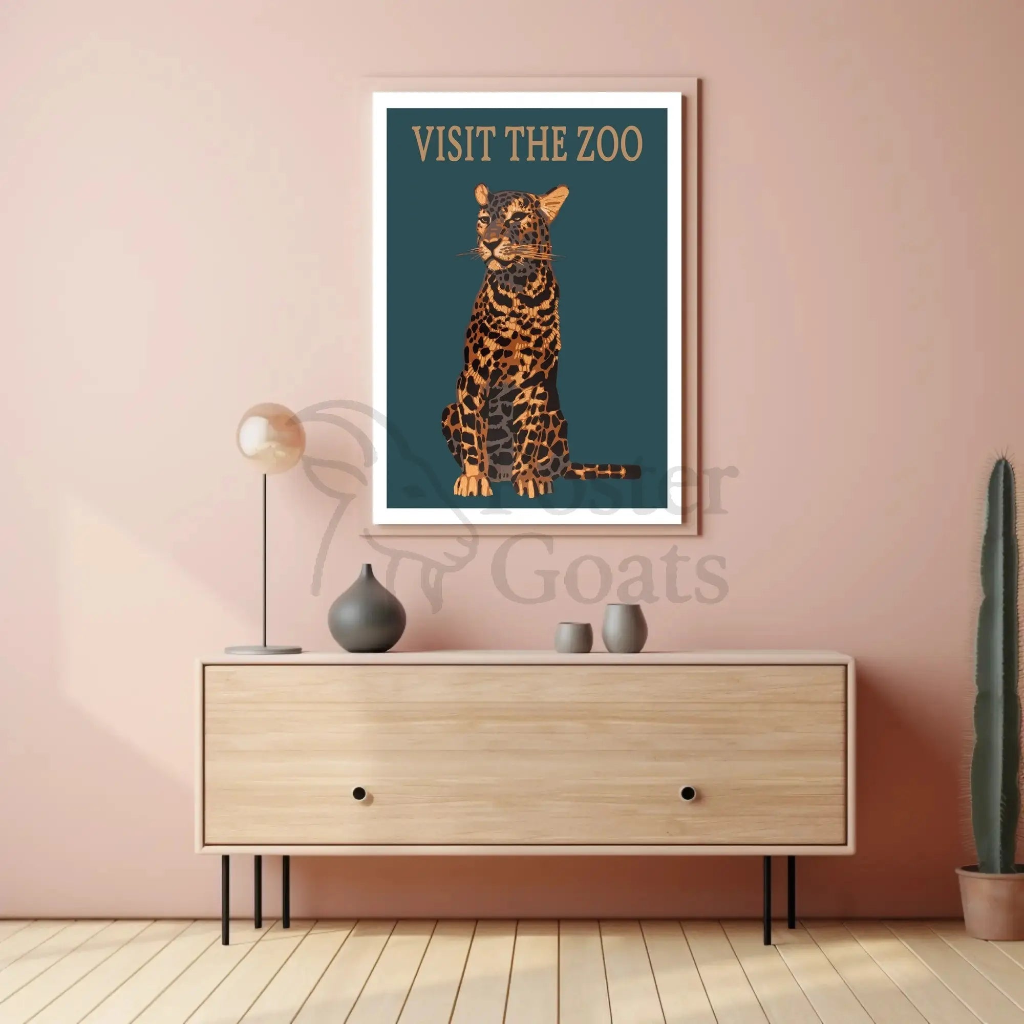 Vintage Leopard Zoo Visit Print Animal Poster PosterGoat