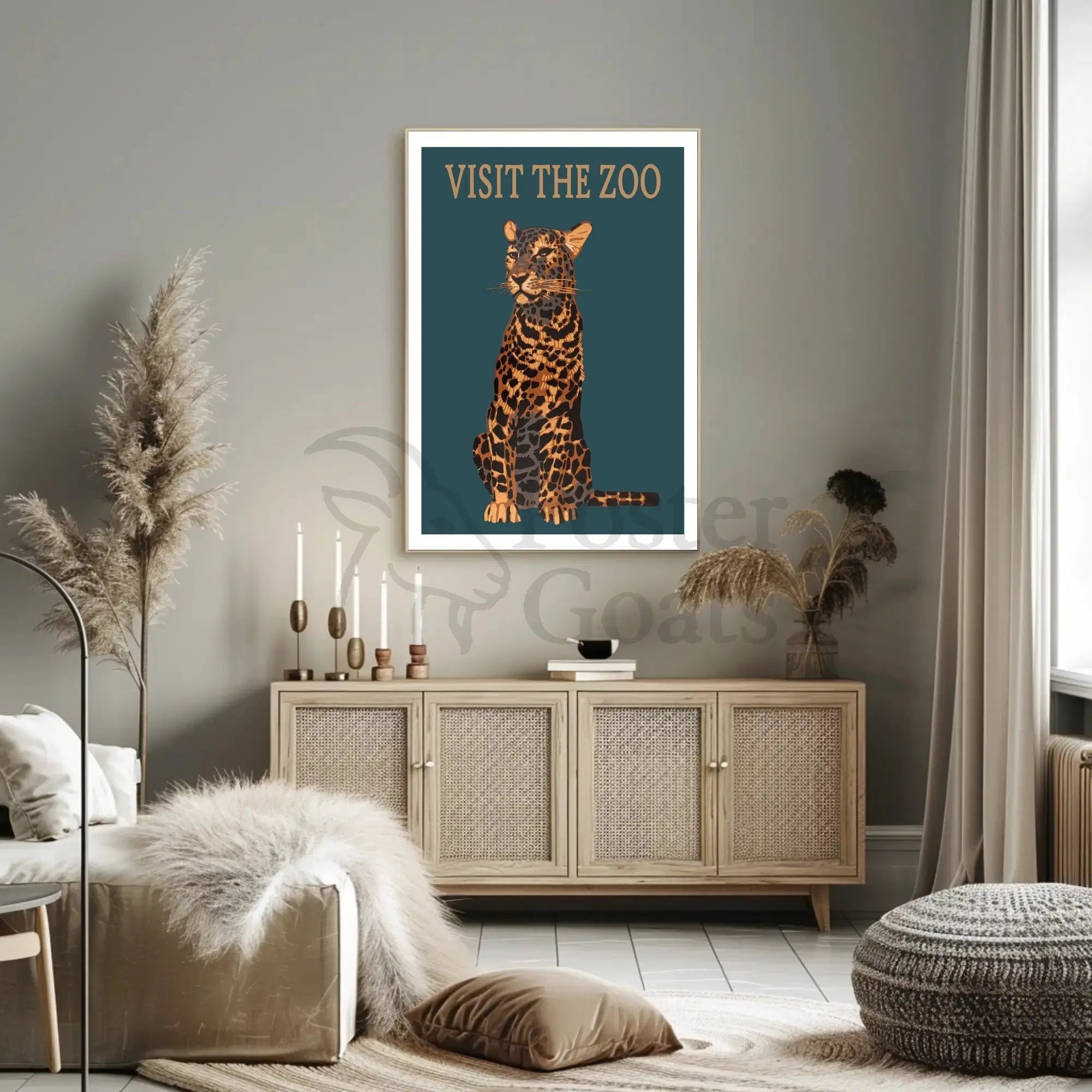 Vintage Leopard Zoo Visit Print Animal Poster PosterGoat
