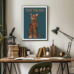 Vintage Leopard Zoo Visit Print Animal Poster PosterGoat