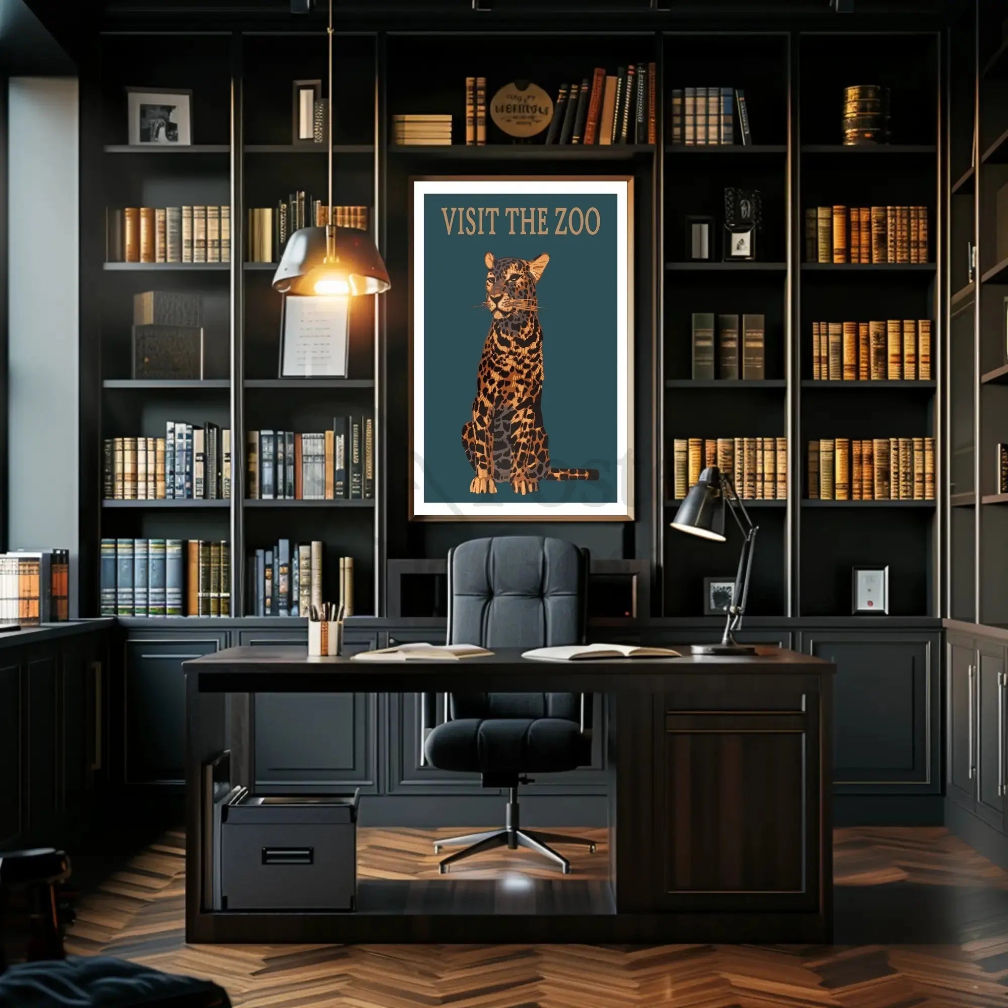 Vintage Leopard Zoo Visit Print Animal Poster PosterGoat
