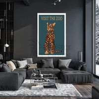 Vintage Leopard Zoo Visit Print Animal Poster PosterGoat