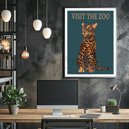 Vintage Leopard Zoo Visit Print Animal Poster PosterGoat