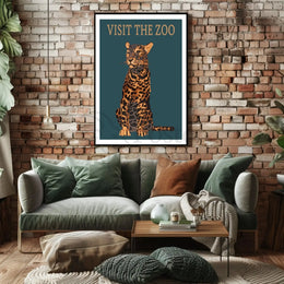 Vintage Leopard Zoo Visit Print Animal Poster PosterGoat