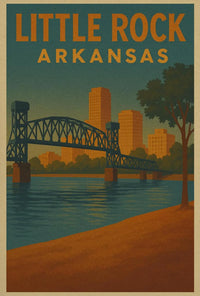 Vintage Little Rock Cityscape Travel Poster PosterGoat