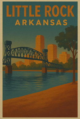 Vintage Little Rock Cityscape Travel Poster PosterGoat