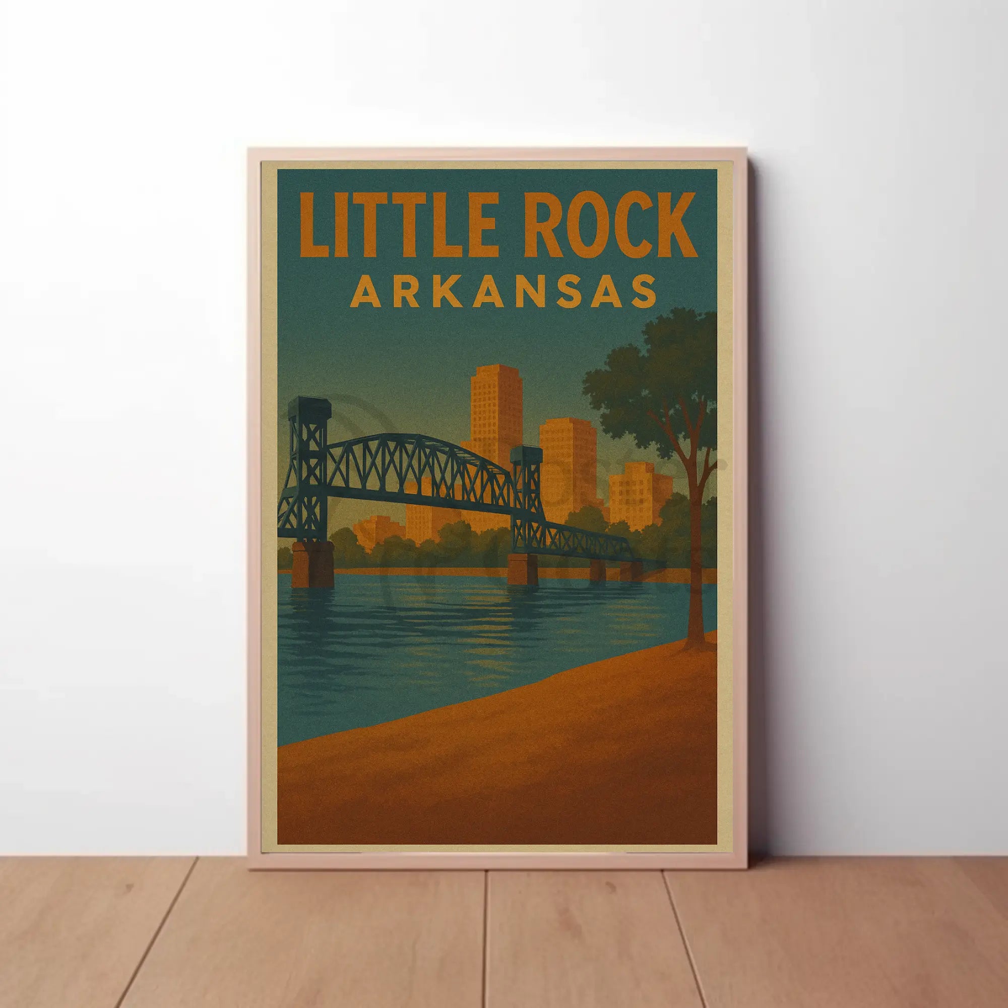 Vintage Little Rock Cityscape Travel Poster PosterGoat