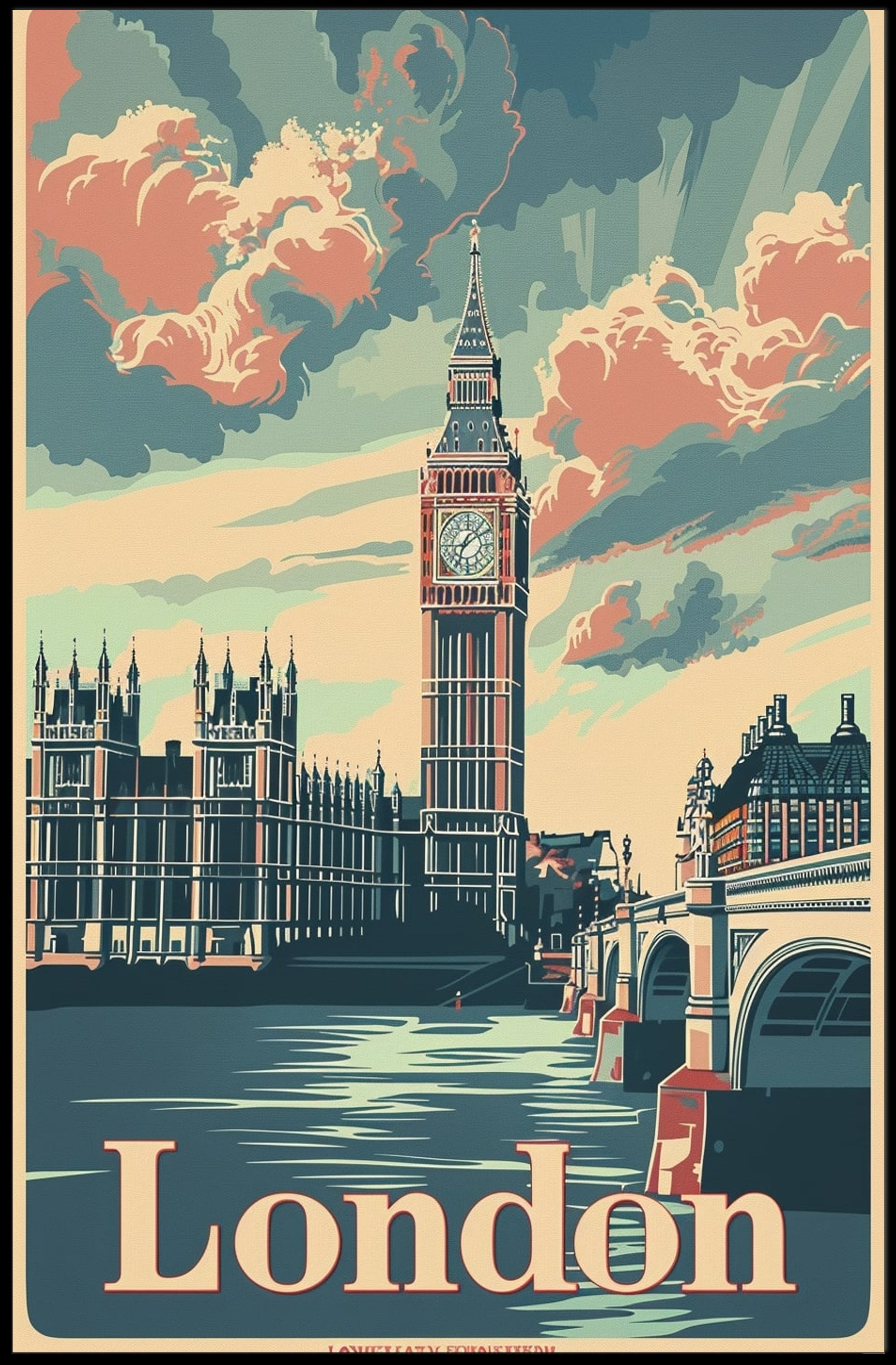 Vintage London Big Ben Travel Poster PosterGoat