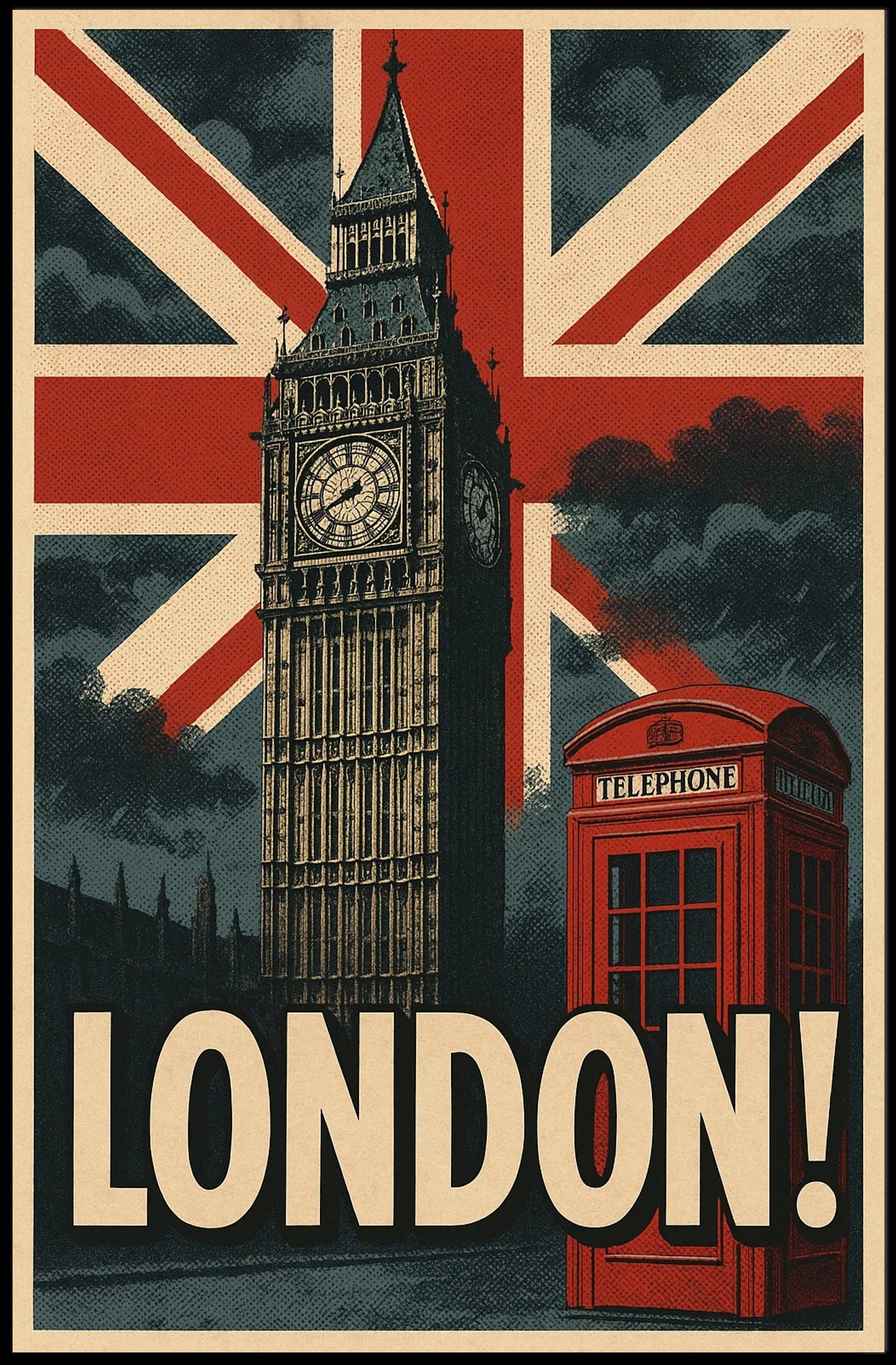 Vintage London Icons Travel Poster PosterGoat