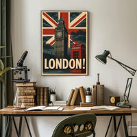 Vintage London Icons Travel Poster PosterGoat