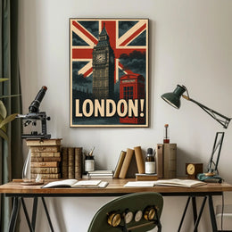 Vintage London Icons Travel Poster PosterGoat