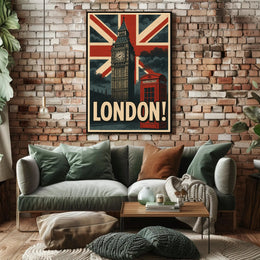 Vintage London Icons Travel Poster PosterGoat