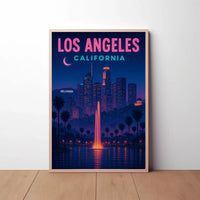 Vintage Los Angeles Hollywood Nightscape Travel Poster PosterGoat
