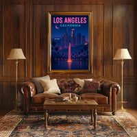 Vintage Los Angeles Hollywood Nightscape Travel Poster PosterGoat