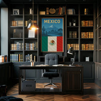 Vintage Mexico Volcano and Cacti Travel Poster PosterGoat