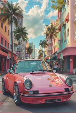 Vintage Miami Art Deco Car Travel Poster PosterGoat