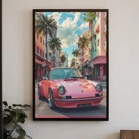 Vintage Miami Art Deco Car Travel Poster PosterGoat