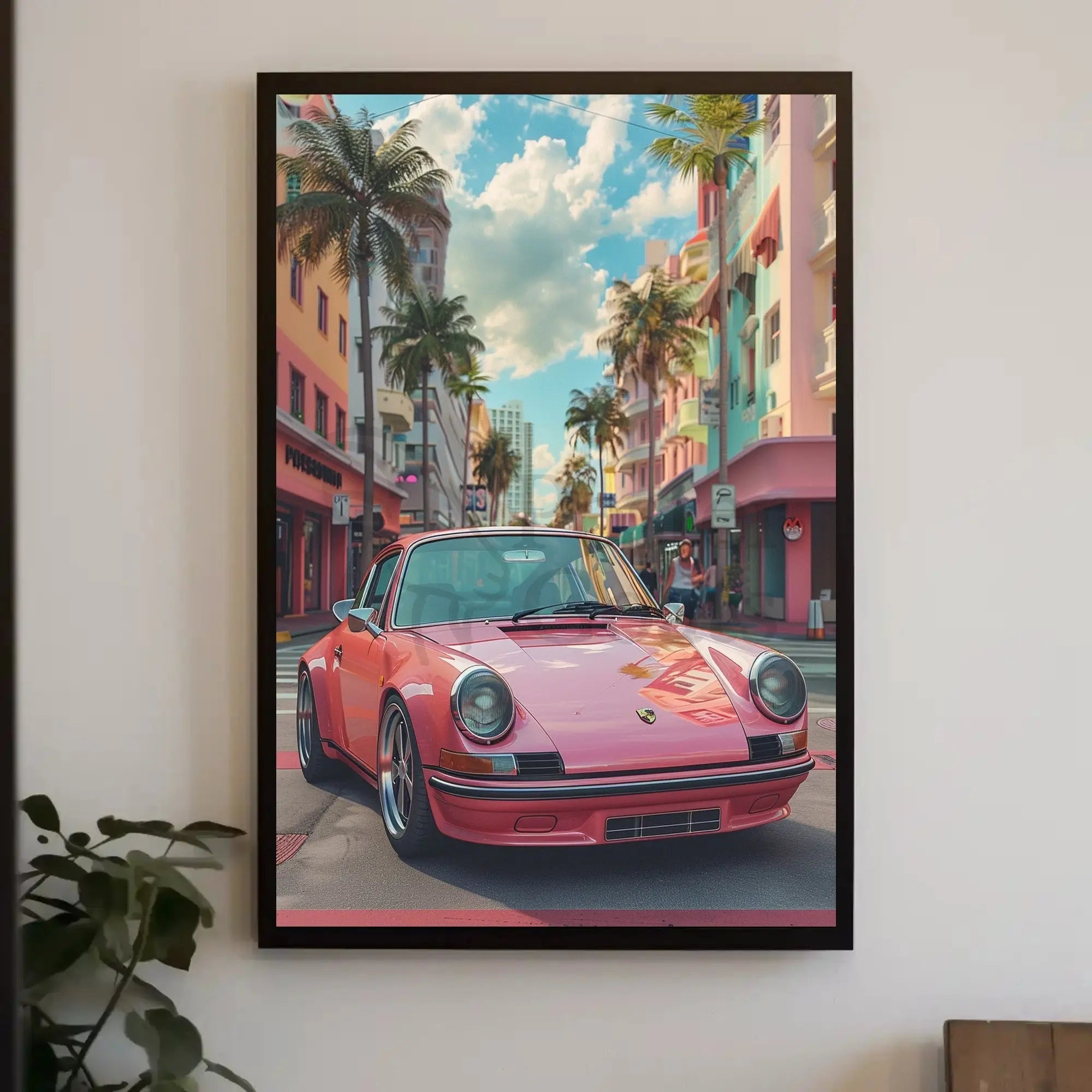 Vintage Miami Art Deco Car Travel Poster PosterGoat