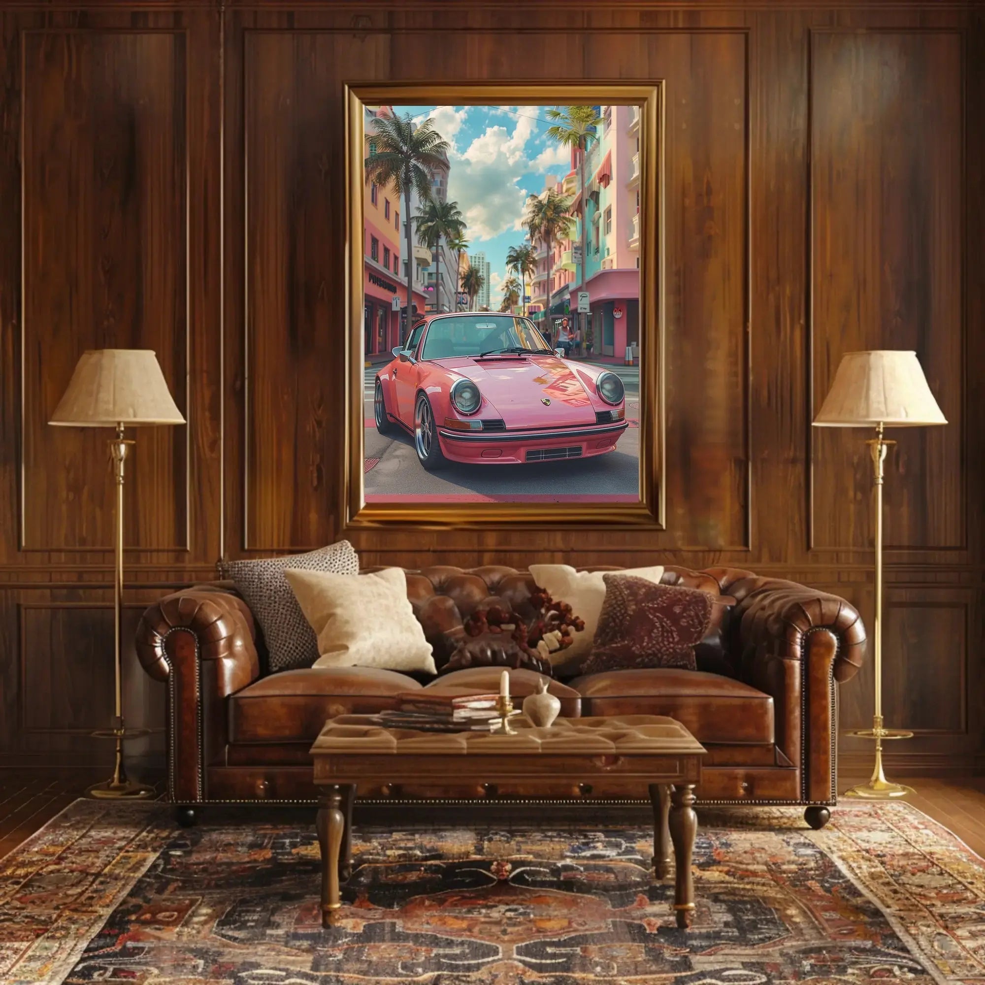 Vintage Miami Art Deco Car Travel Poster PosterGoat