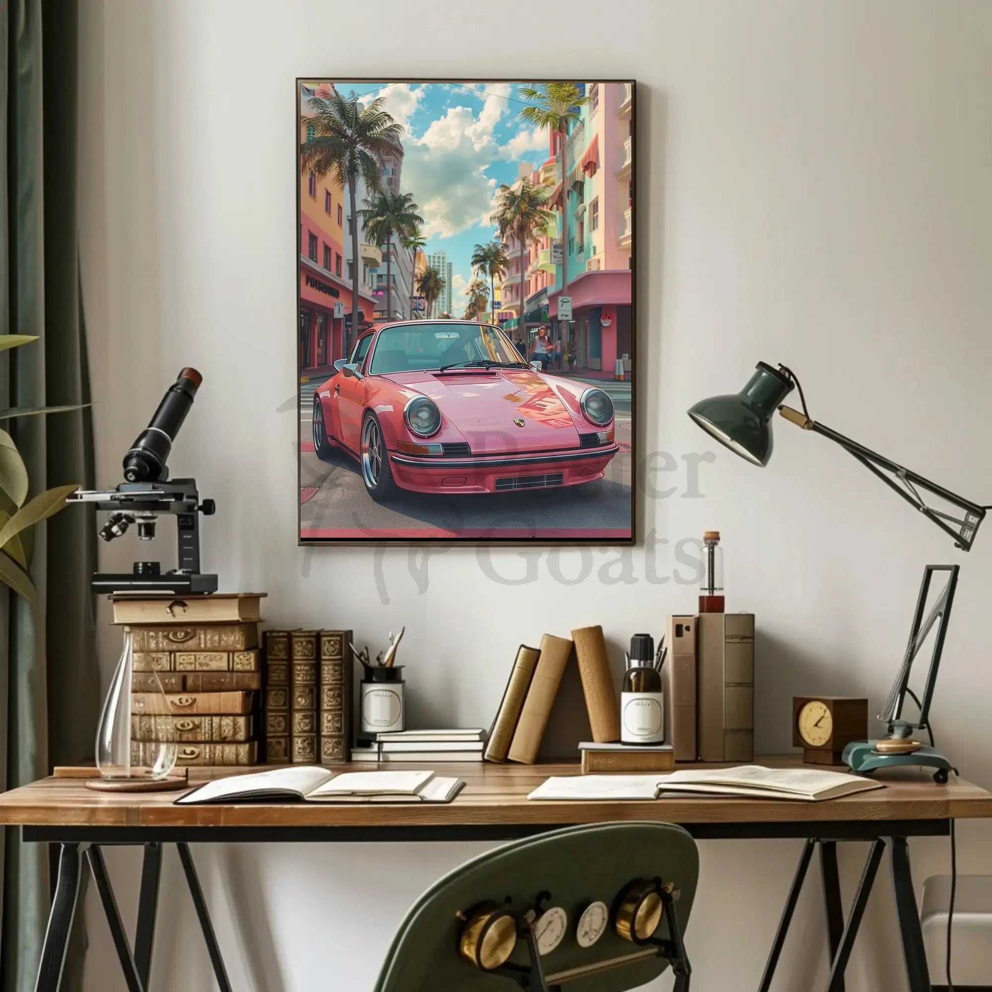 Vintage Miami Art Deco Car Travel Poster PosterGoat