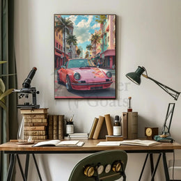 Vintage Miami Art Deco Car Travel Poster PosterGoat