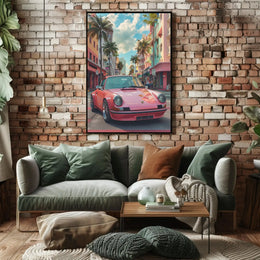 Vintage Miami Art Deco Car Travel Poster PosterGoat