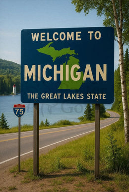 Vintage Michigan Great Lakes Welcome Travel Poster PosterGoat