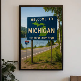 Vintage Michigan Great Lakes Welcome Travel Poster PosterGoat