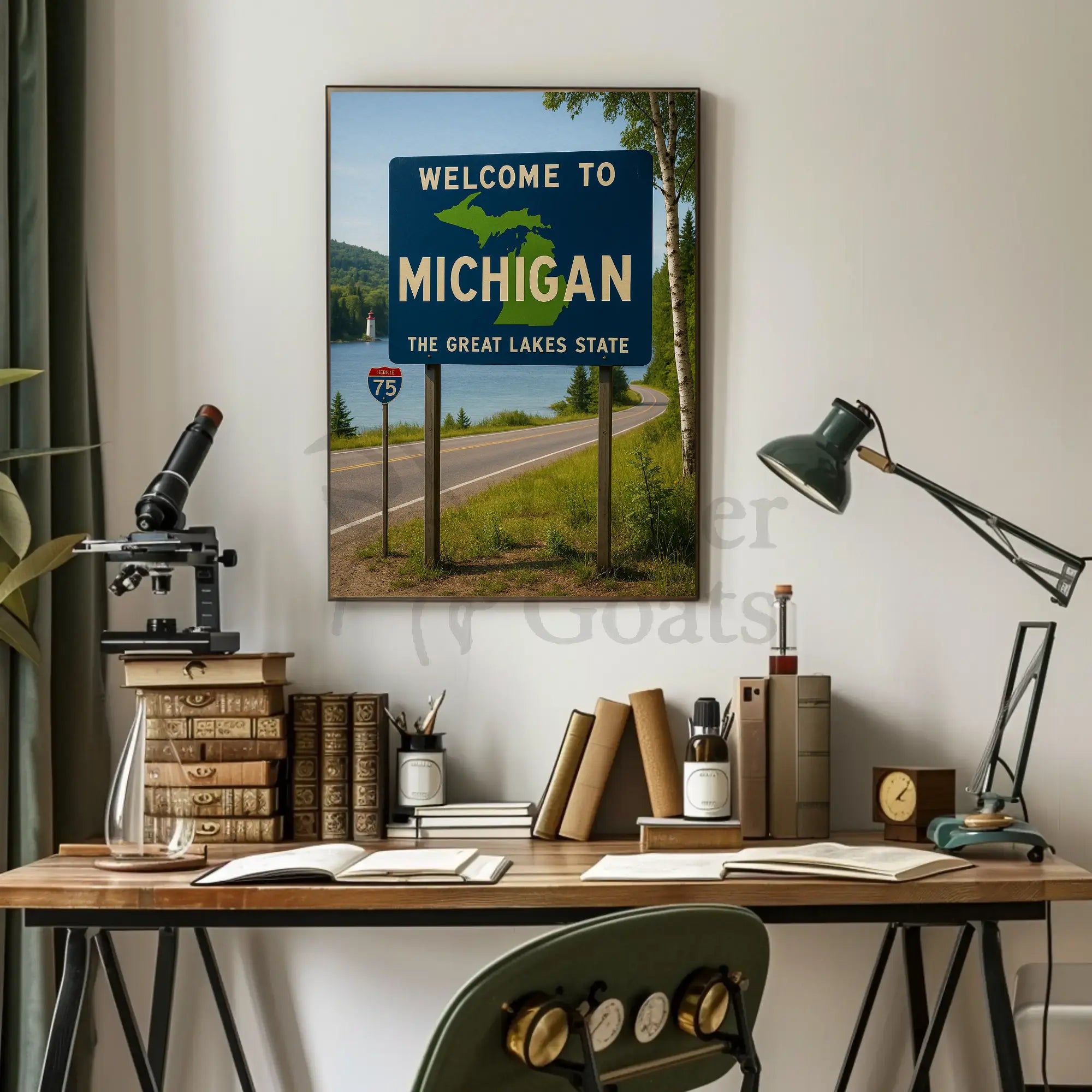 Vintage Michigan Great Lakes Welcome Travel Poster PosterGoat