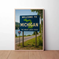 Vintage Michigan Great Lakes Welcome Travel Poster PosterGoat