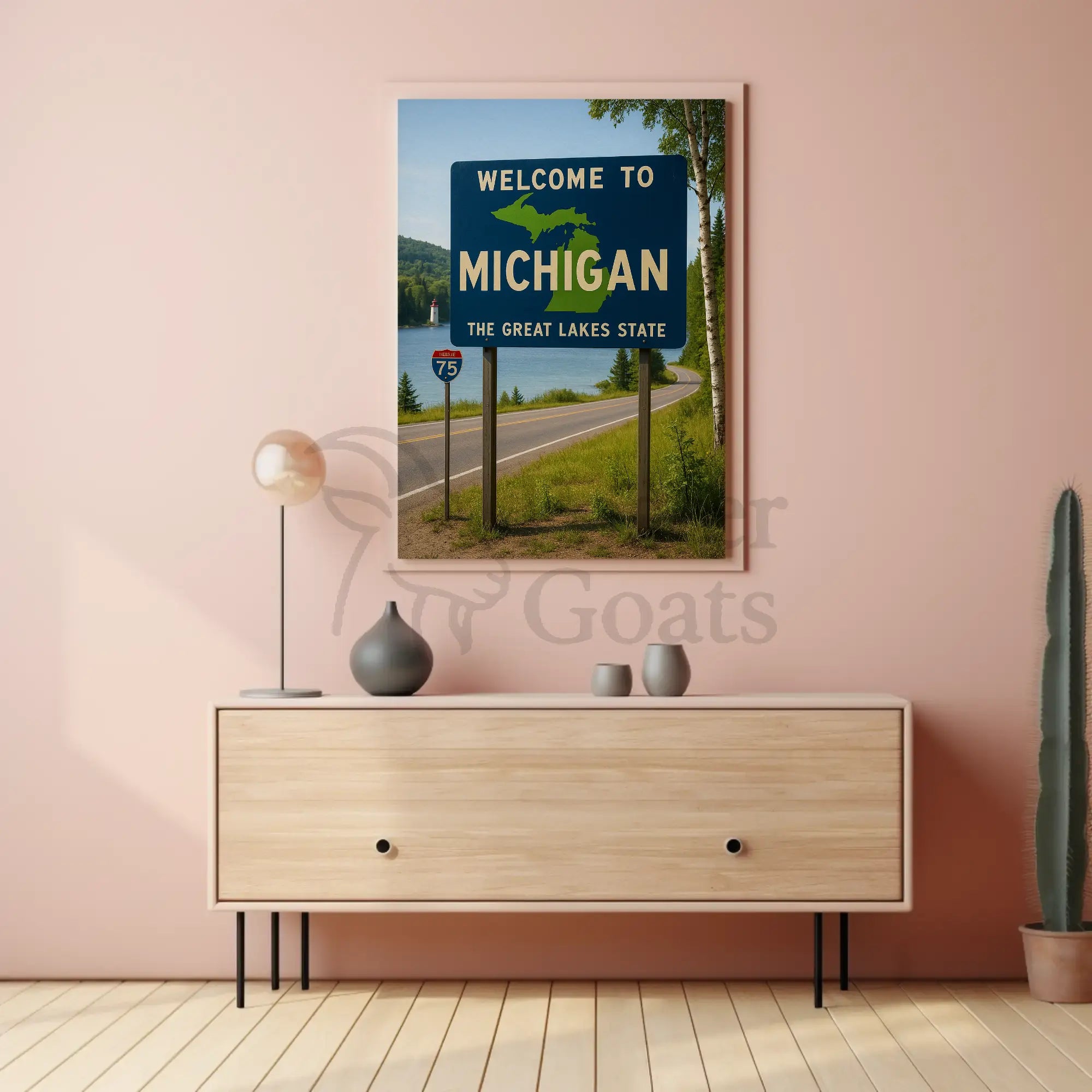 Vintage Michigan Great Lakes Welcome Travel Poster PosterGoat