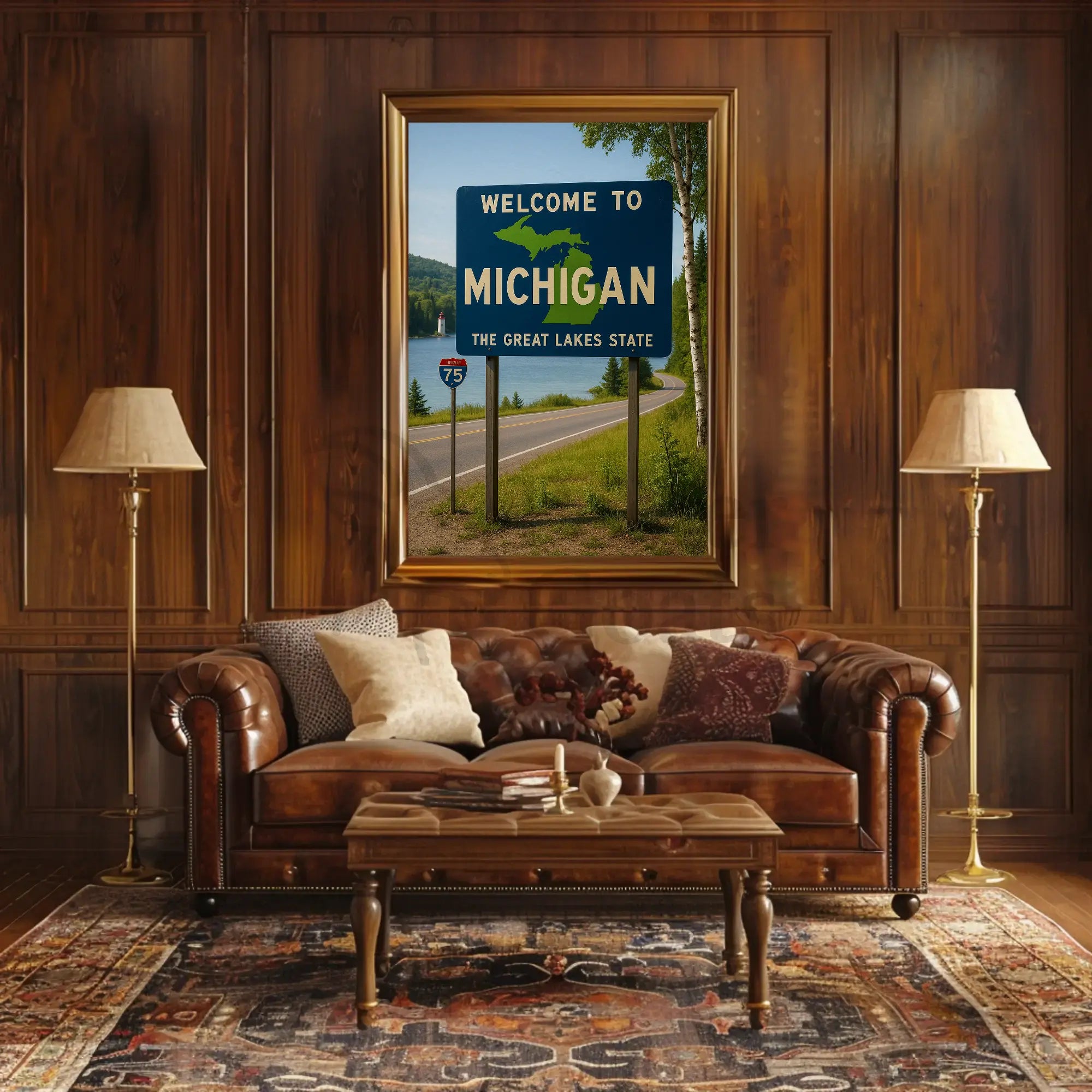 Vintage Michigan Great Lakes Welcome Travel Poster PosterGoat