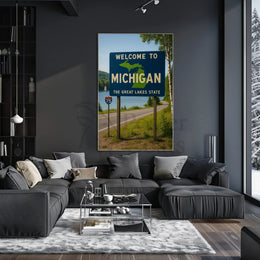 Vintage Michigan Great Lakes Welcome Travel Poster PosterGoat