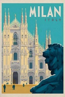 Vintage Milan Cathedral Duomo Poster PosterGoat