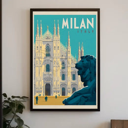 Vintage Milan Cathedral Duomo Poster PosterGoat