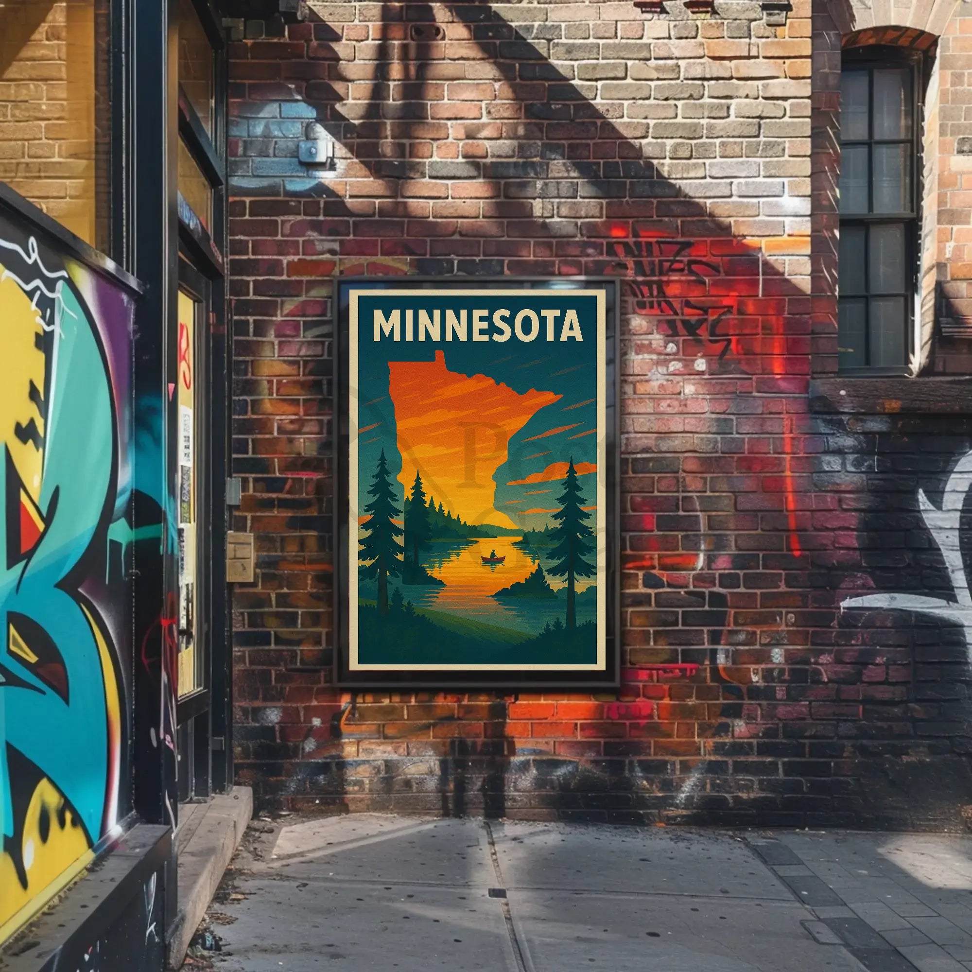 Vintage Minnesota Nature Adventure Travel Poster PosterGoat