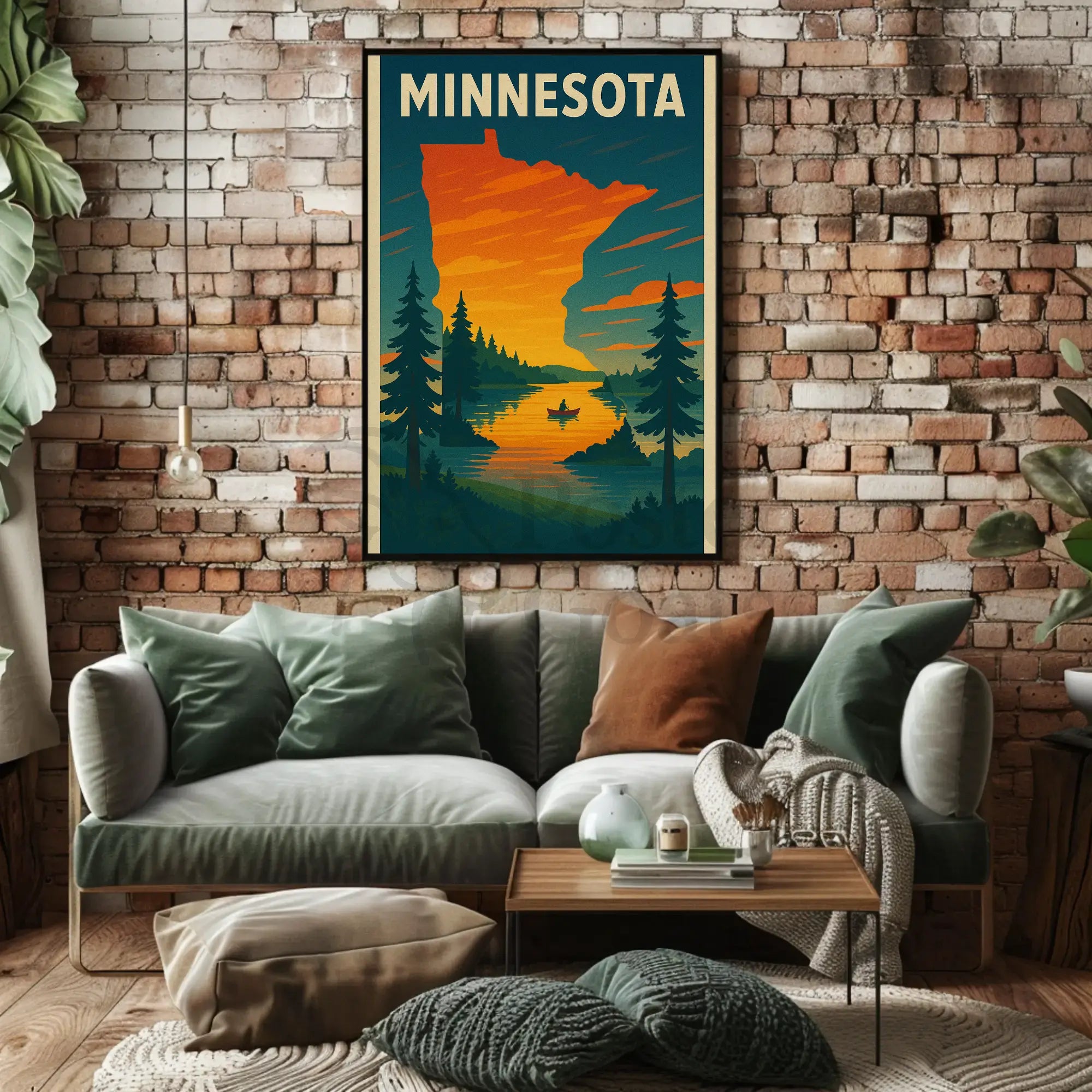 Vintage Minnesota Nature Adventure Travel Poster PosterGoat