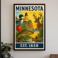 Vintage Minnesota Nostalgia Travel Poster PosterGoat
