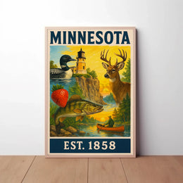Vintage Minnesota Nostalgia Travel Poster PosterGoat