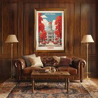 Vintage Montreal Travel Poster: Neoclassical Architecture and Autumn Scene PosterGoat