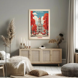 Vintage Montreal Travel Poster: Neoclassical Architecture and Autumn Scene PosterGoat