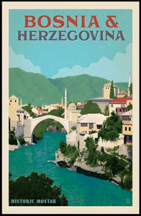 Vintage Mostar Travel Poster: Nostalgic Scenic Gem PosterGoat