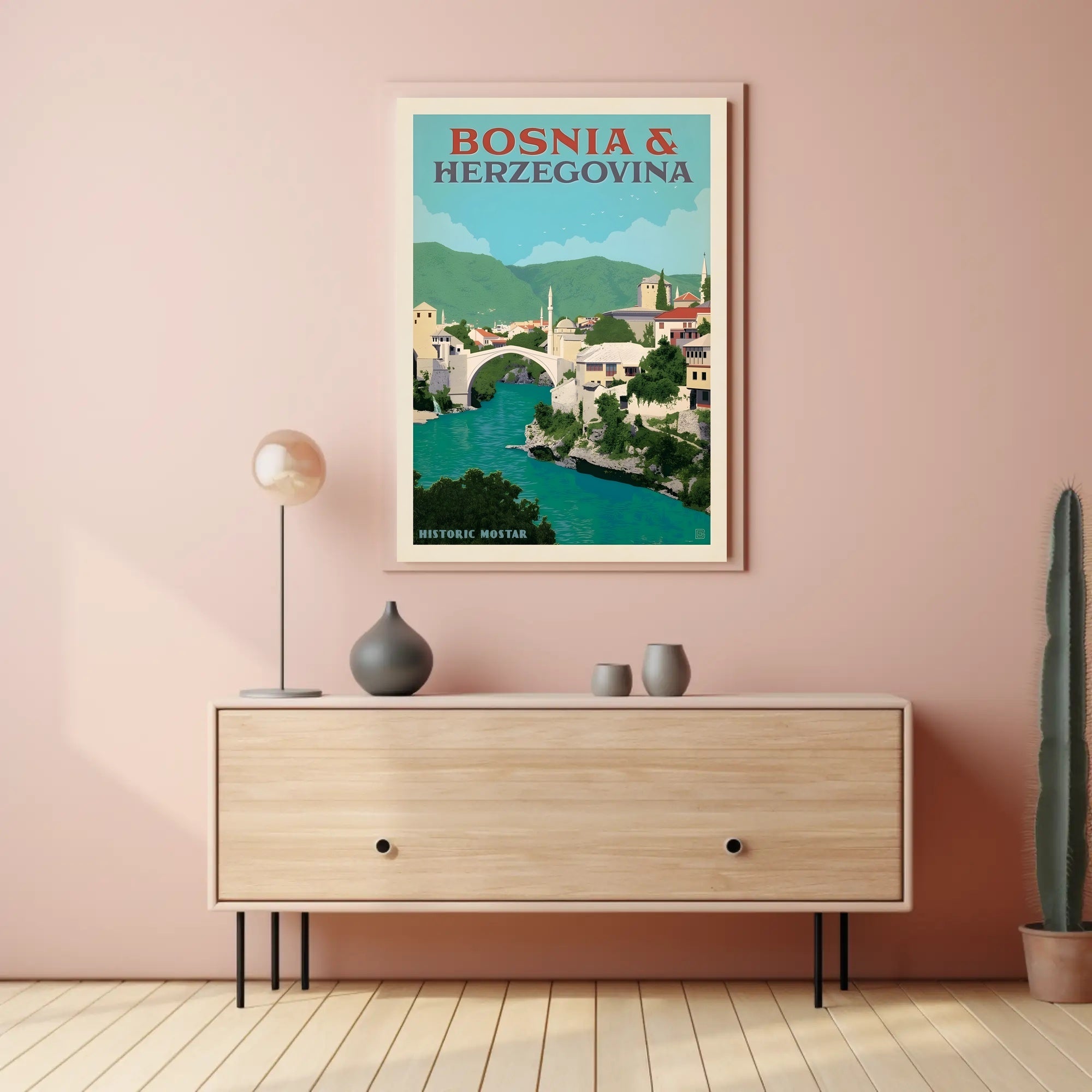 Vintage Mostar Travel Poster: Nostalgic Scenic Gem PosterGoat